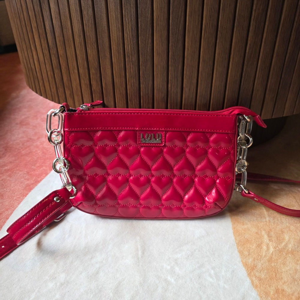 Lulu by Lulu Guinness Crossbody Bag Womens Small Red Quilted Heart Y2K Lovecore